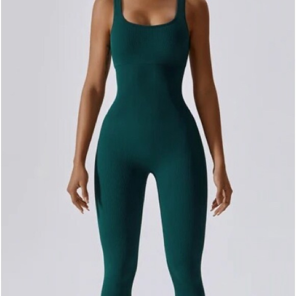 Viral TikTok Ribbed Sleeveless Body Suit Green Large NIP - Picture 1 of 5